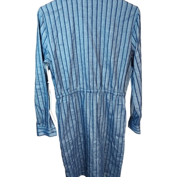 Etcetera E3 Blue striped NWT shirt dress drawstring waist collar, size 2 - Picture 7 of 15
